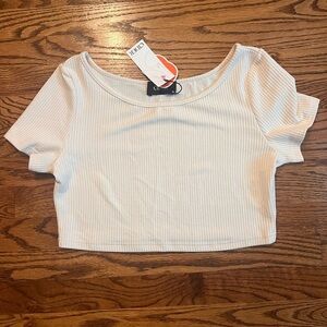 Cider Cream Ribbed Crop T-Shirt Short Sleeve